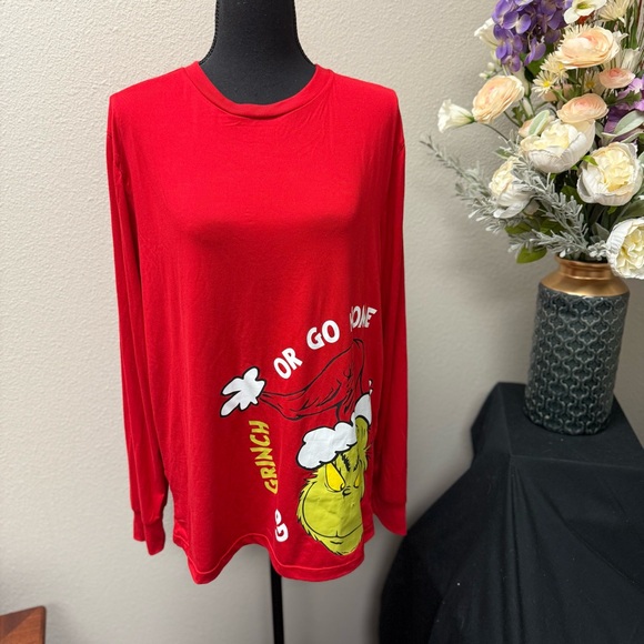 Dr. Seuss Tops - The Grinch "Go Grinch or Go Home" Christmas Long Sleeve Top – Women’s Size M